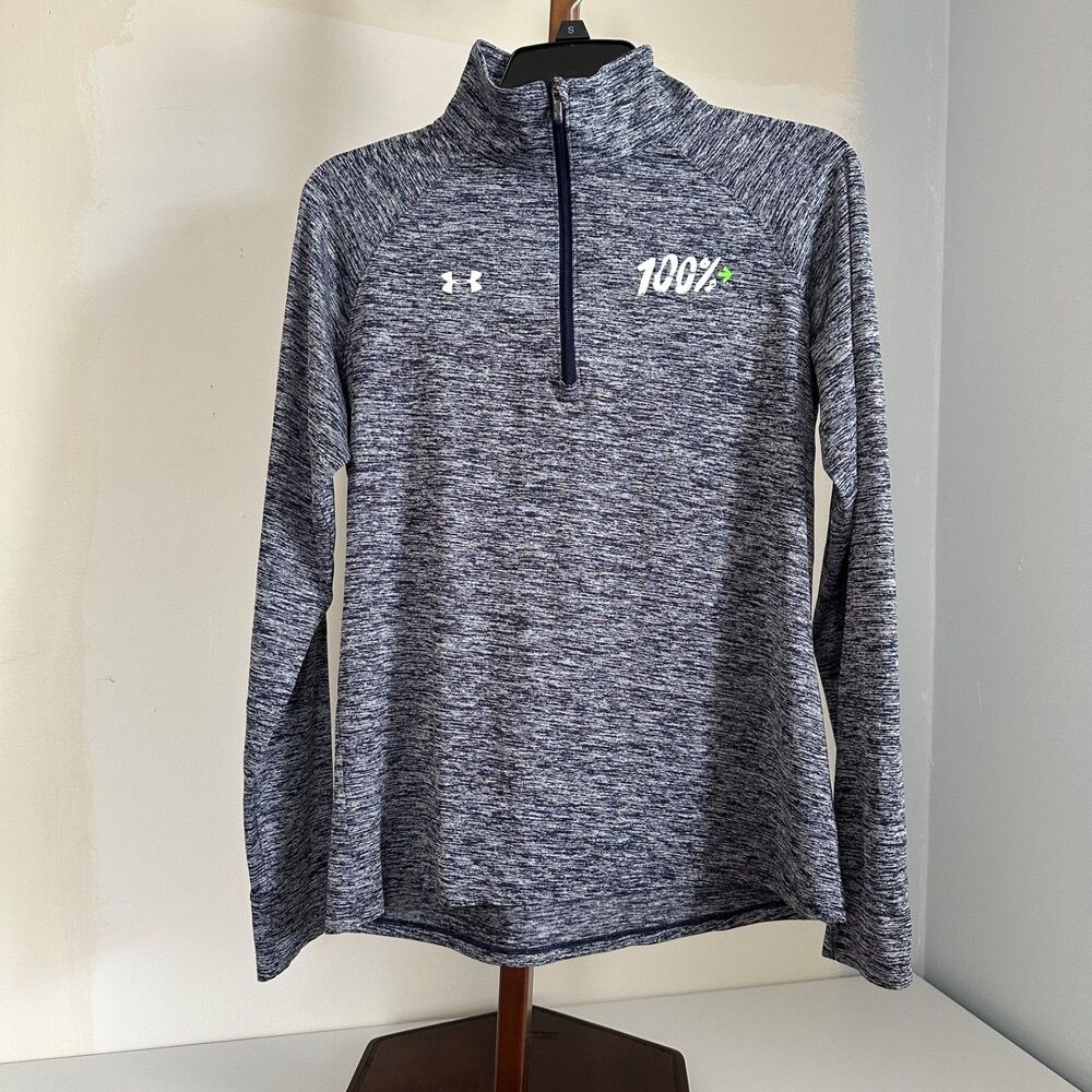 Under Armour HeatGear Loose Womens Gray Heather Long Sleeve 1/4 Zip Pullover S/M